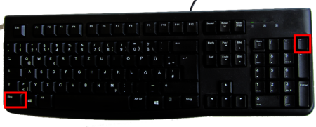 PC-Tastatur mit Einzeichnung der Tastenkombination zur Verkleinerung der Ansicht